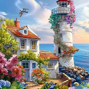 Чайки край морето - 5D Диамантен гоблен 30x40 см GJ979